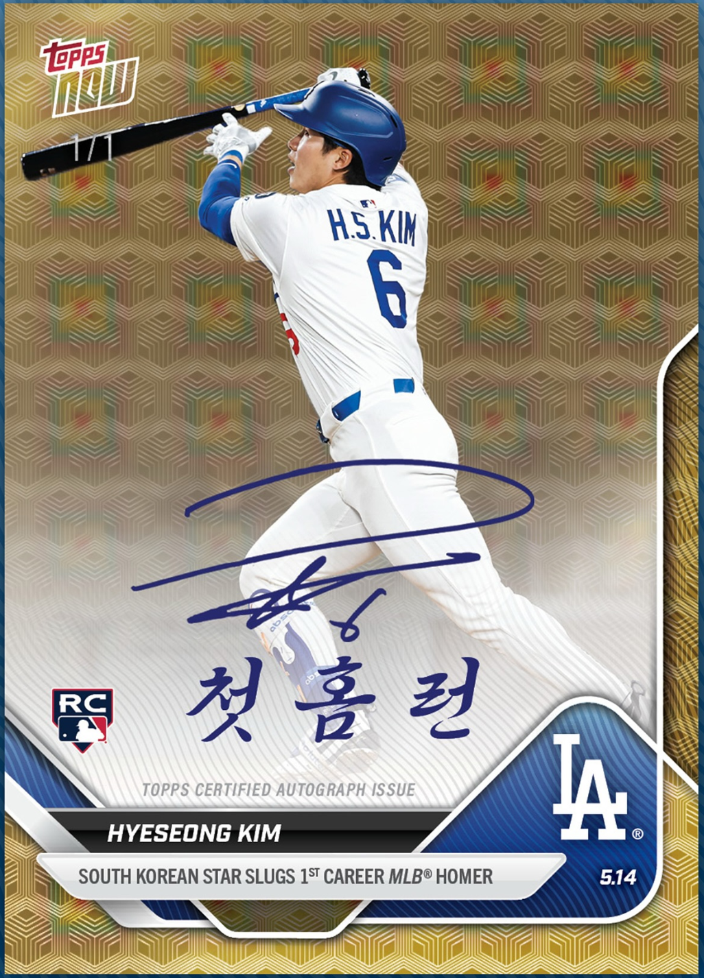 Hyeseong Kim’s MLB Homer Celebrated with First Autograph Card Release